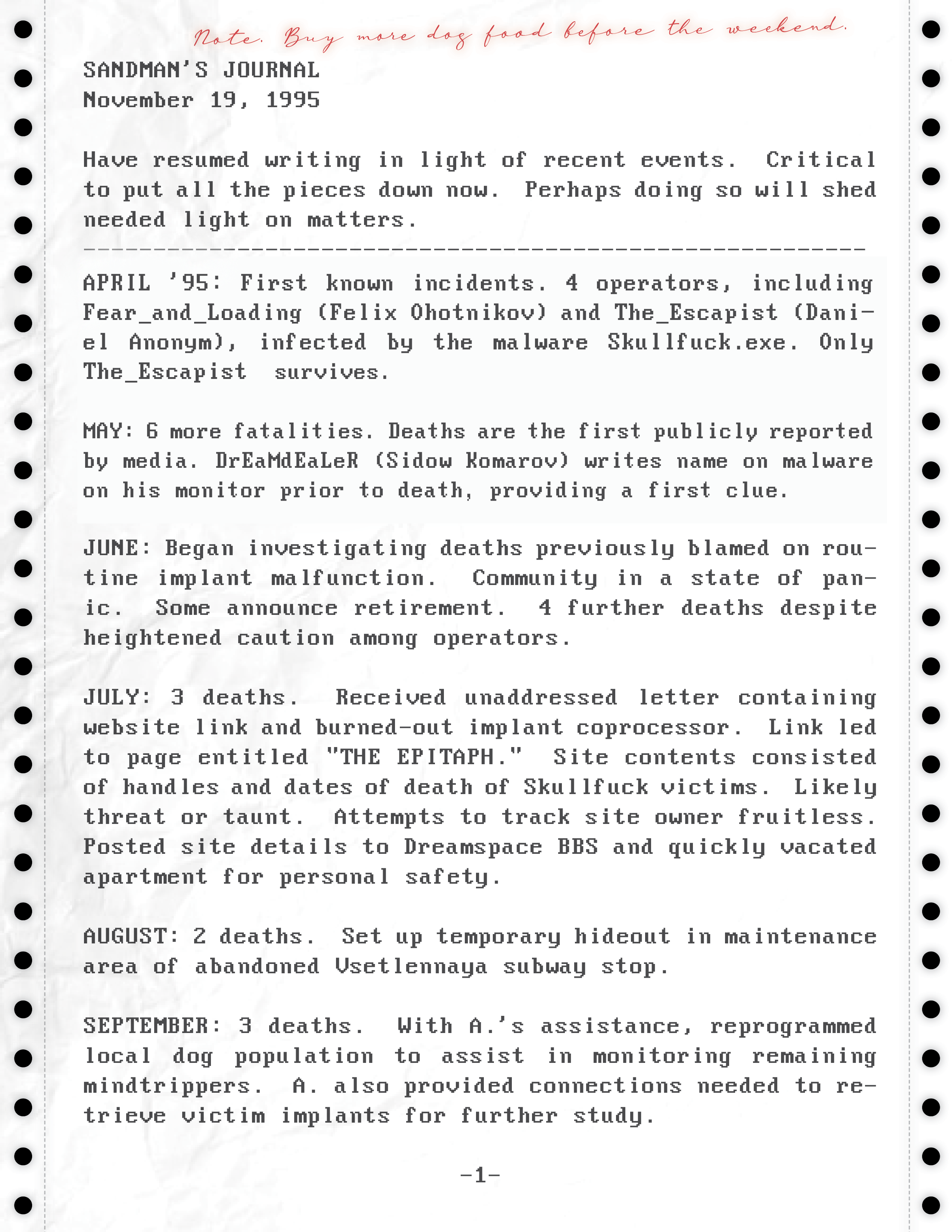 D&W Extras - Sandman's Journal Part 1